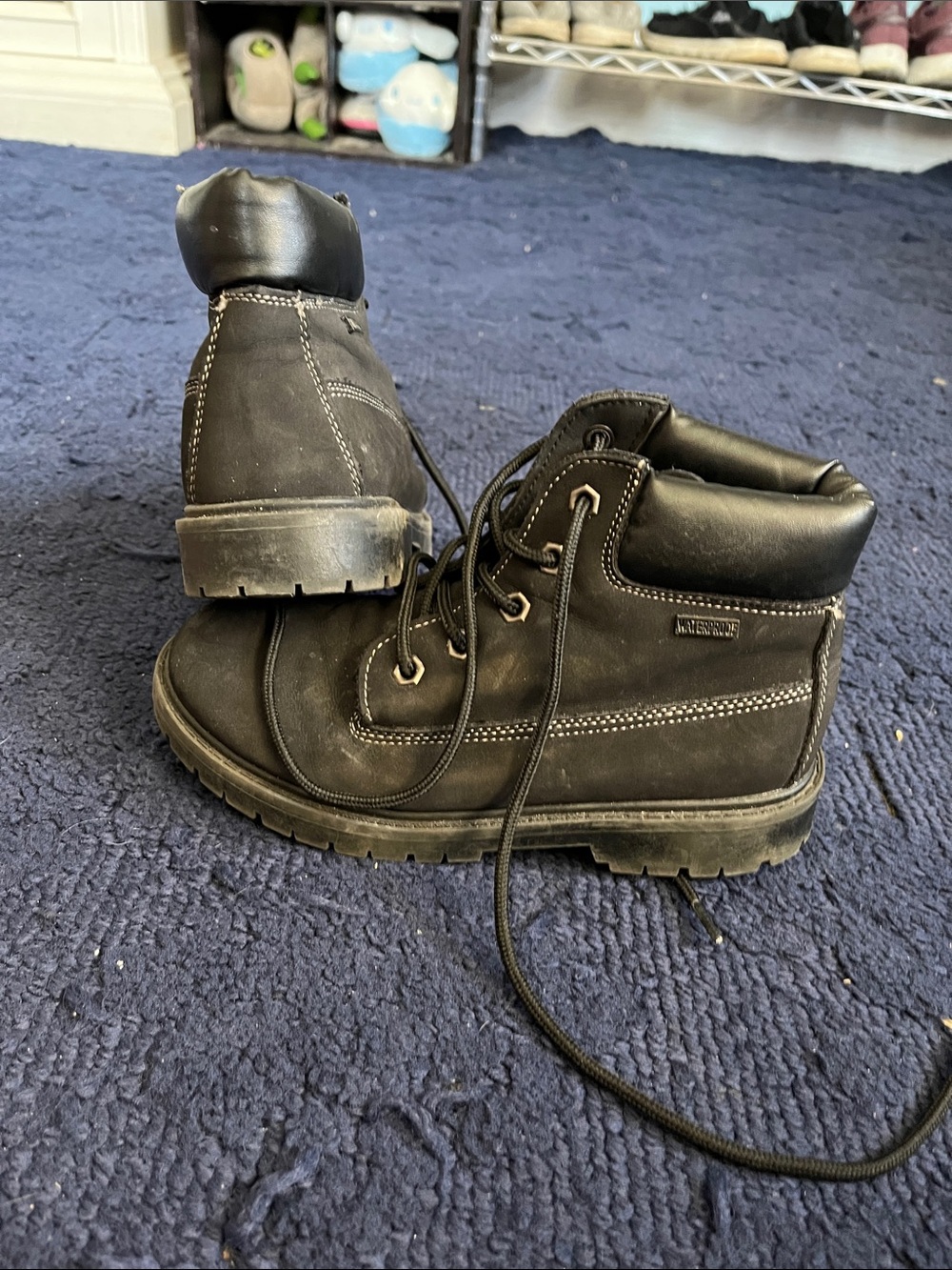 Black Lace-Up Work Boots